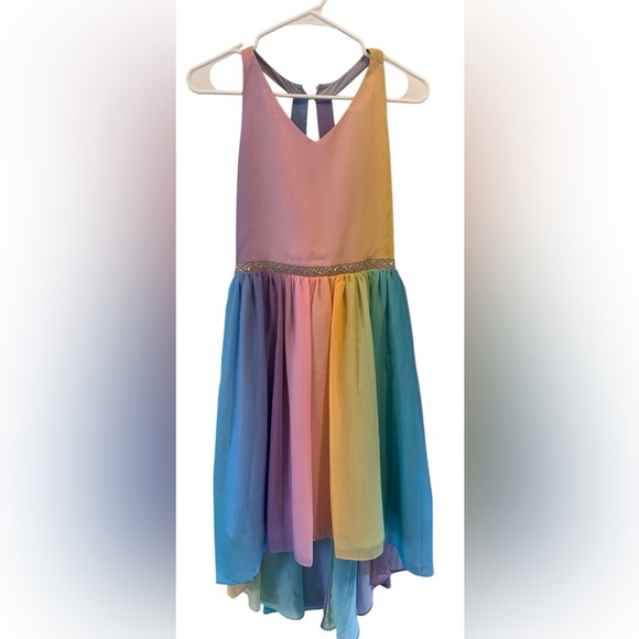 Rare Editions Rainbow Dress with High-Low Hem - Picture 3 of 7
